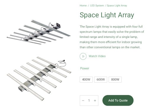 custom product page on ecommerce website with add to quote button
